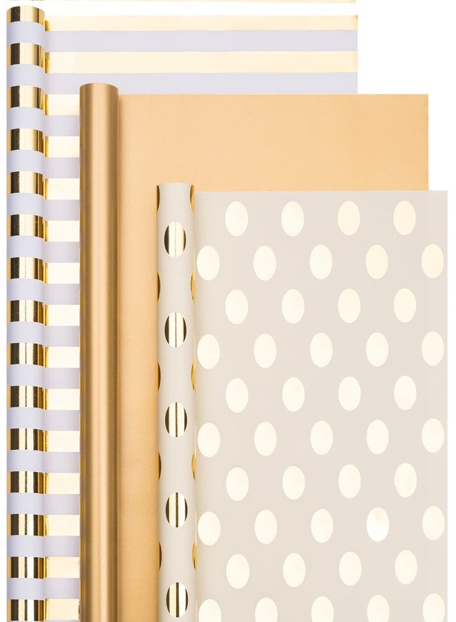 لفة ورق تغليف ذهبي من راباهوليك - لفة صغيرة - 3 لفات - 17 بوصة × 120 بوصة لكل لفة - ورق تغليف ذهبي لامع لأعياد الميلاد، وحفلات الزفاف، وأعياد الميلاد، والحفلات، وحفلات استقبال المولود - Image 2